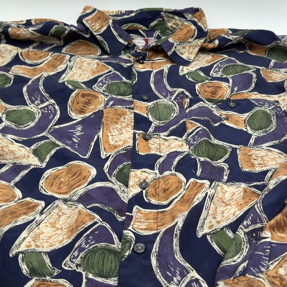Chiamare 100% Silk Men’s XL Cool Design Short Sleeve Collared Button Down - Picture 2 of 8